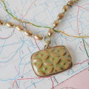 boho Sigrid Olsen ceramic pendant brass beads